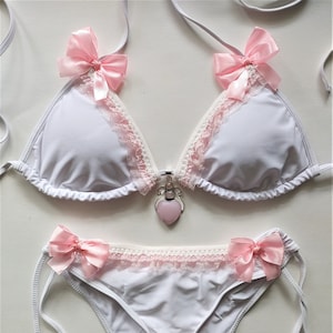 Lolita Womens Loving Heart Print Bra & Panties Lingerie Set Back