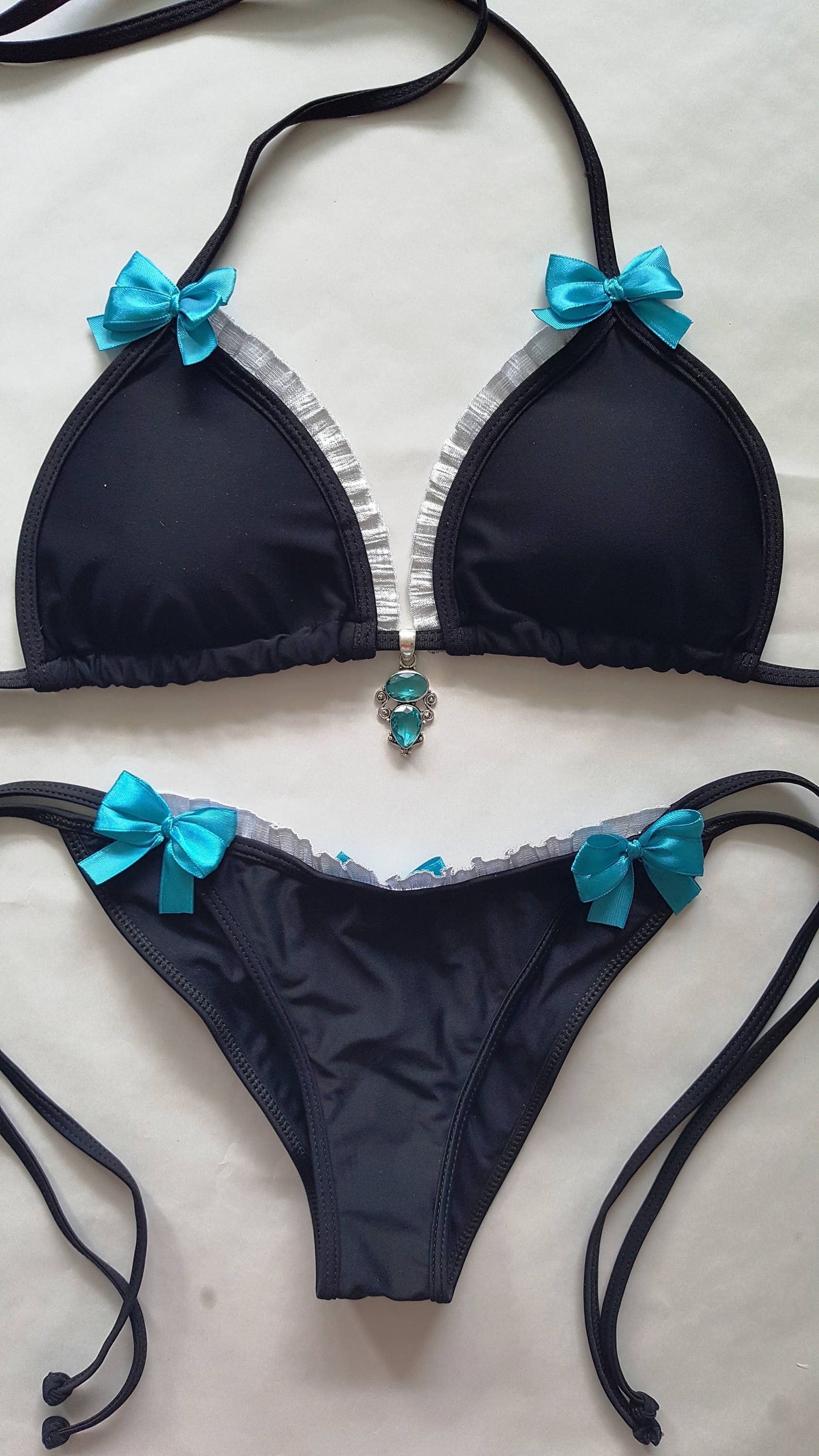 PASTEL GOTH BIKINI Black Scrunch Bottom Brazilian Bikini Etsy