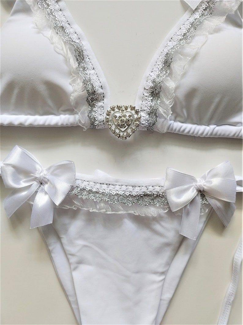 BRIDAL BIKINI White Wedding Bikini Beach Bride Just Married Etsy