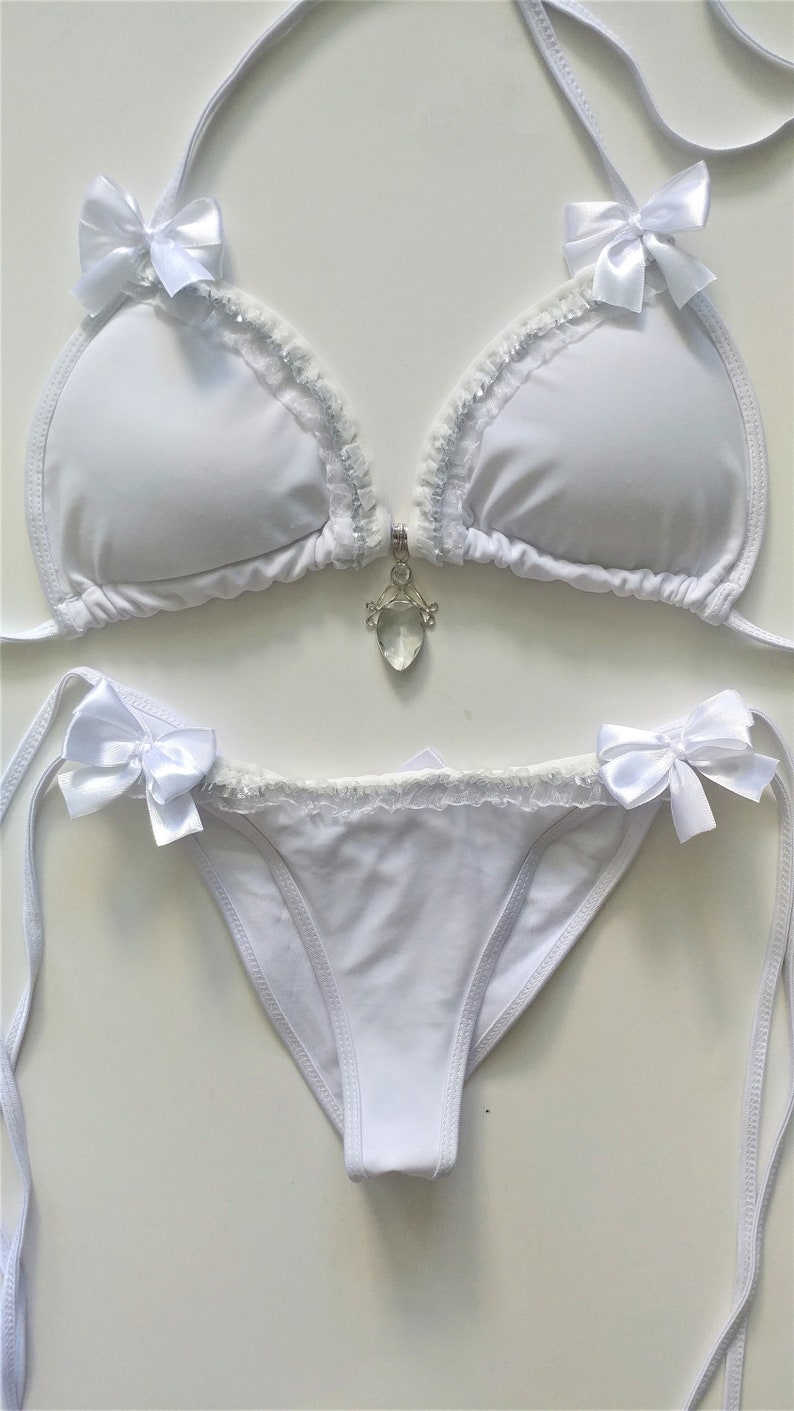 WHITE BRIDAL BIKINI Wedding Bikini Beach Bride Just Married Etsy