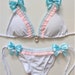 SWEET LOLITA BIKINI White Scrunch Brazilian Bikini Pastel Pink Bikini Bridal Wedding Honeymoon Decora Lolita Ruffle Bows Swimsuit Ddlg 