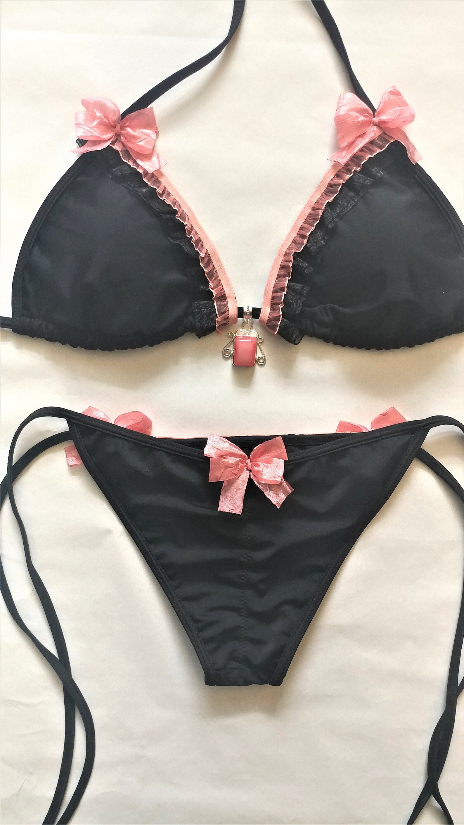 PASTEL GOTH BIKINI Ddlg Lolita Black Scrunch Bottom Cheeky | Etsy