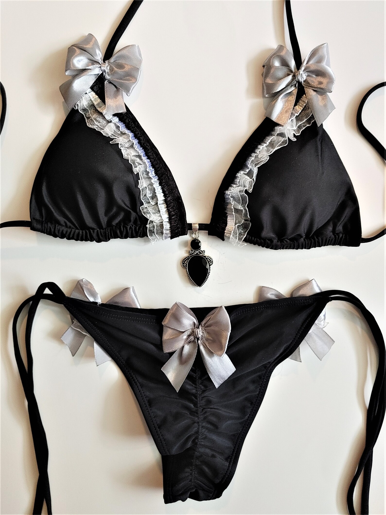 VICTORIAN GOTHIC BIKINI Black Scrunch Bottom Brazilian Bikini Etsy