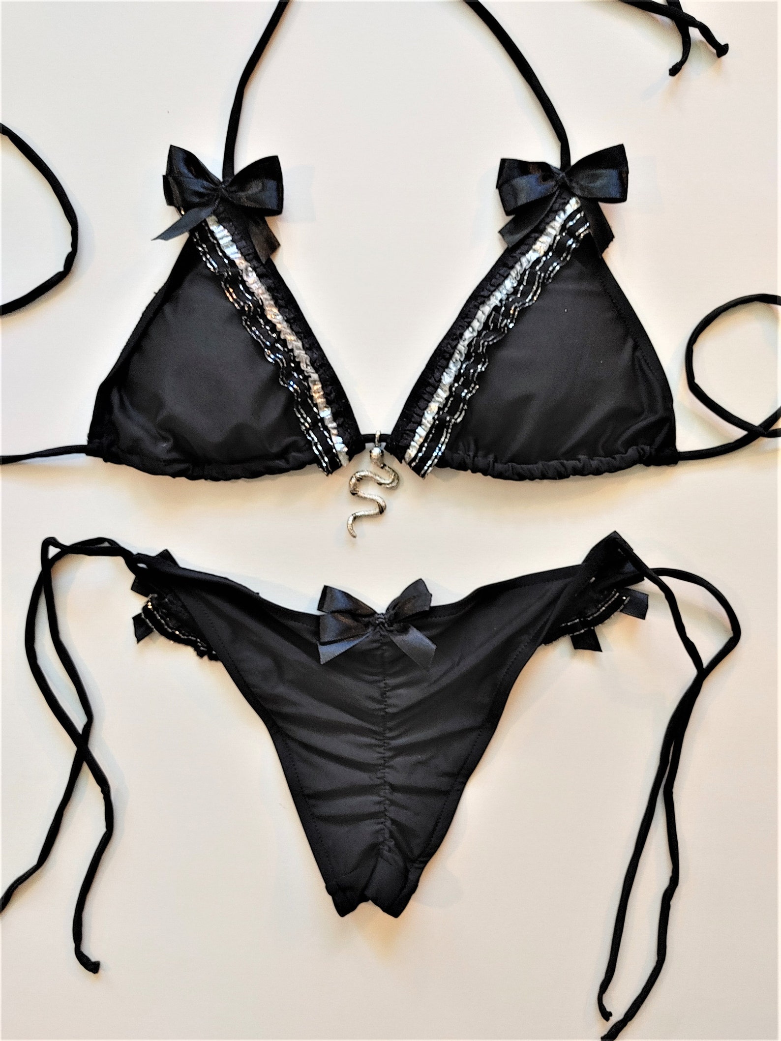 VAMPIRE GOTH BIKINI Black Scrunch Bottom Brazilian Bikini Etsy
