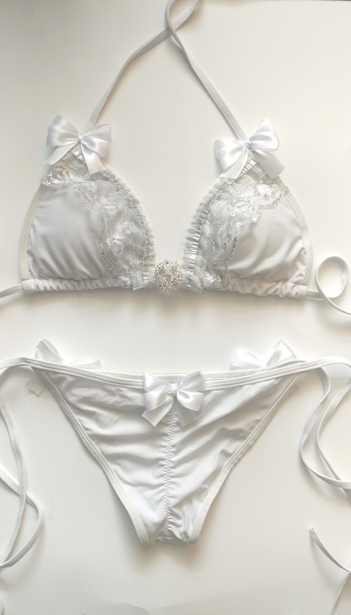 BRIDAL BIKINI White Wedding Bikini Beach Bride Just Married Etsy