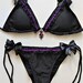 VAMPIRE GOTH BIKINI Scrunch Bottom Brazilian Bikini Ddlg Lolita Victorian Gothic Steampunk Cheeky Ruffle Custom Swimsuit Black Purple  S 