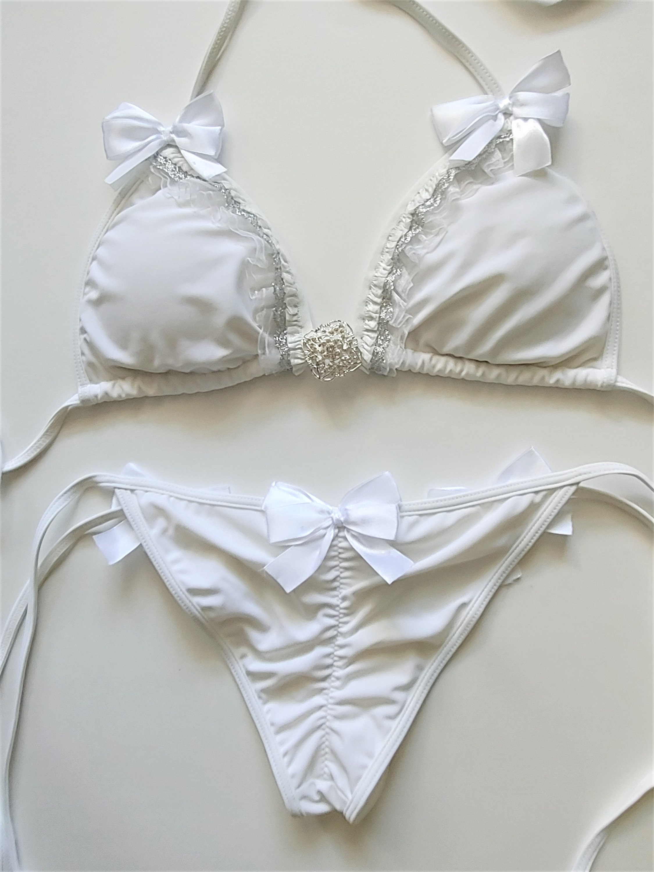 WHITE BRIDAL BIKINI Wedding Bikini Beach Bride Just Married Etsy