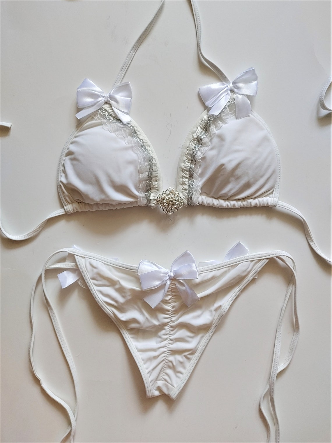 WHITE BRIDAL BIKINI Wedding Bikini Beach Bride Just Married Etsy