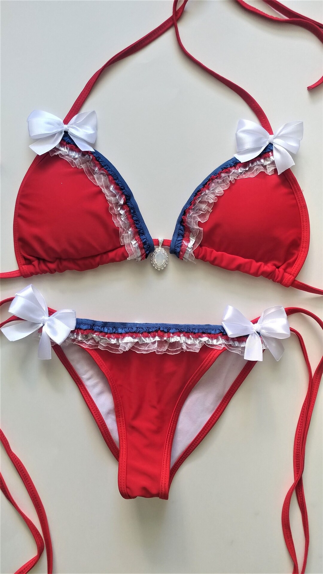 AMERICA BIKINI Red White Blue Brazilian Scrunch Bottom Bikini Etsy