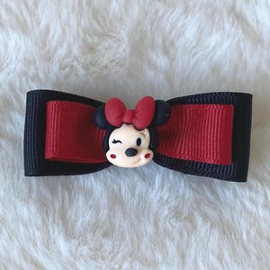Minnie Mouse Hair Bow Clips for Kids, Toddlers & Teens – Cute Red and Black Hair Bows – Cartoon-Inspired Bows– Disney Hair Bow Clips