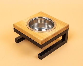 Farmhouse dog bowl feeder in utility style, Christmas gift for your pet