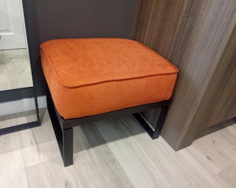 Minimalist Ottoman with Comfortable Seat and Metal Legs, Handmade