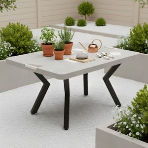 2 Pieces Steel K-shaped angled dining table legs in industrial style for kitchen or living room