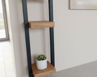 Wall floating hanging indoor metal framed wood plant shelf