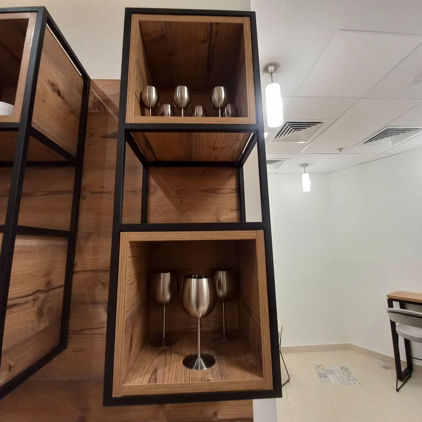 Industrial Metal and Wood Wall Shelf, Modern Storage Cube