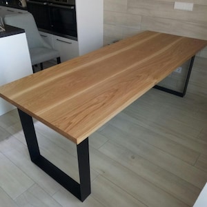 Wooden Dining Table with Metal Legs, Custom Size, Modern Loft Design