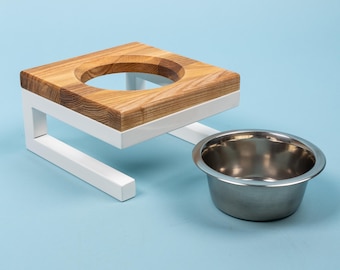 White or black industrial dog bowl stand, gift for your pet