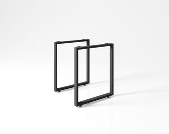 2 Patas de metal de forma cuadrada para mesa de comedor, patas con inserciones de madera, patas de muebles, patas de mesa de acero, patas de mesa negras