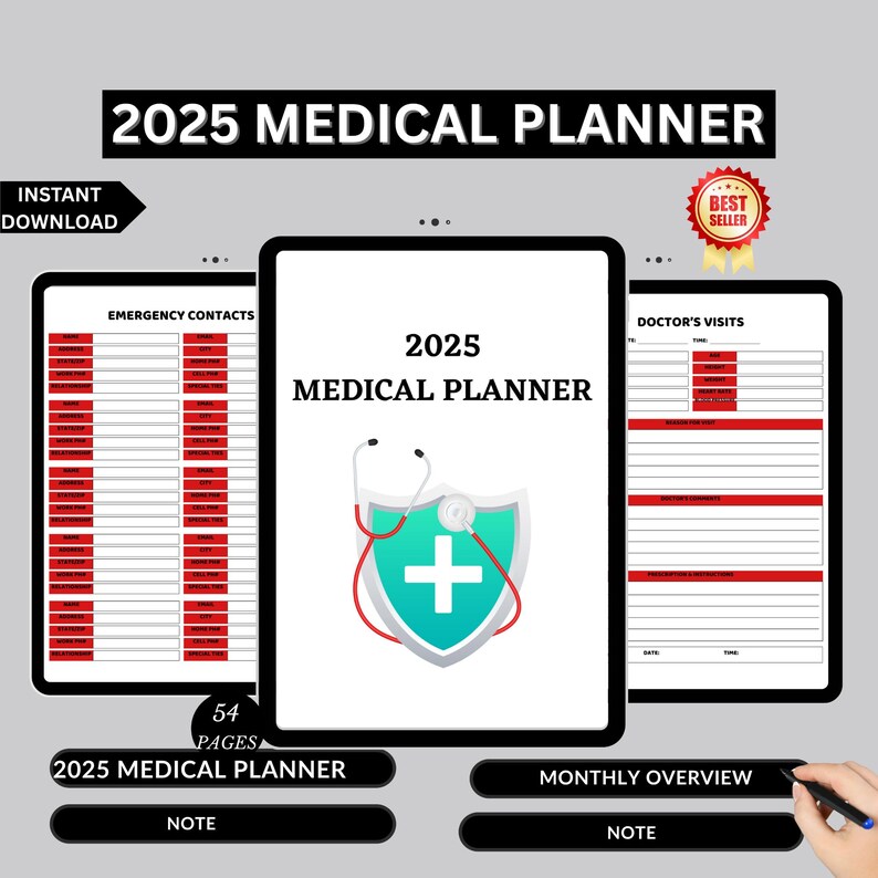 2025 Medical Planner | Digital Medical Planner PDF, Health Tracker ...