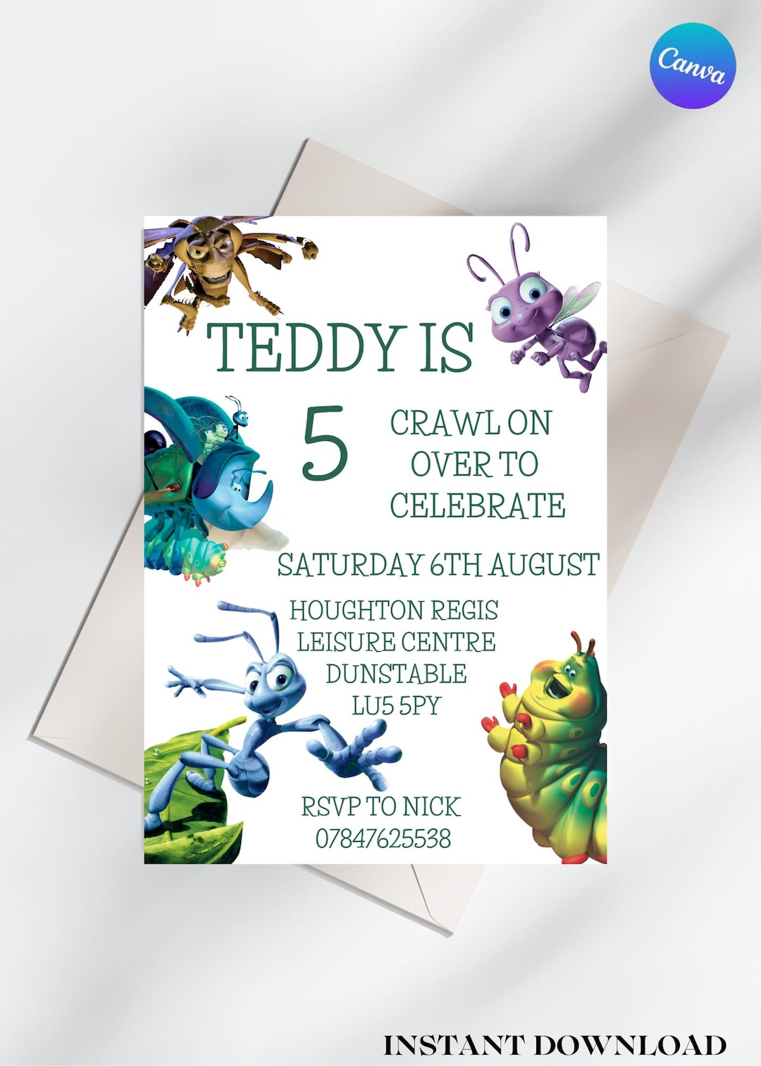 Editable A Bug's Life Birthday Invitation Printable Disney Bug's Life ...