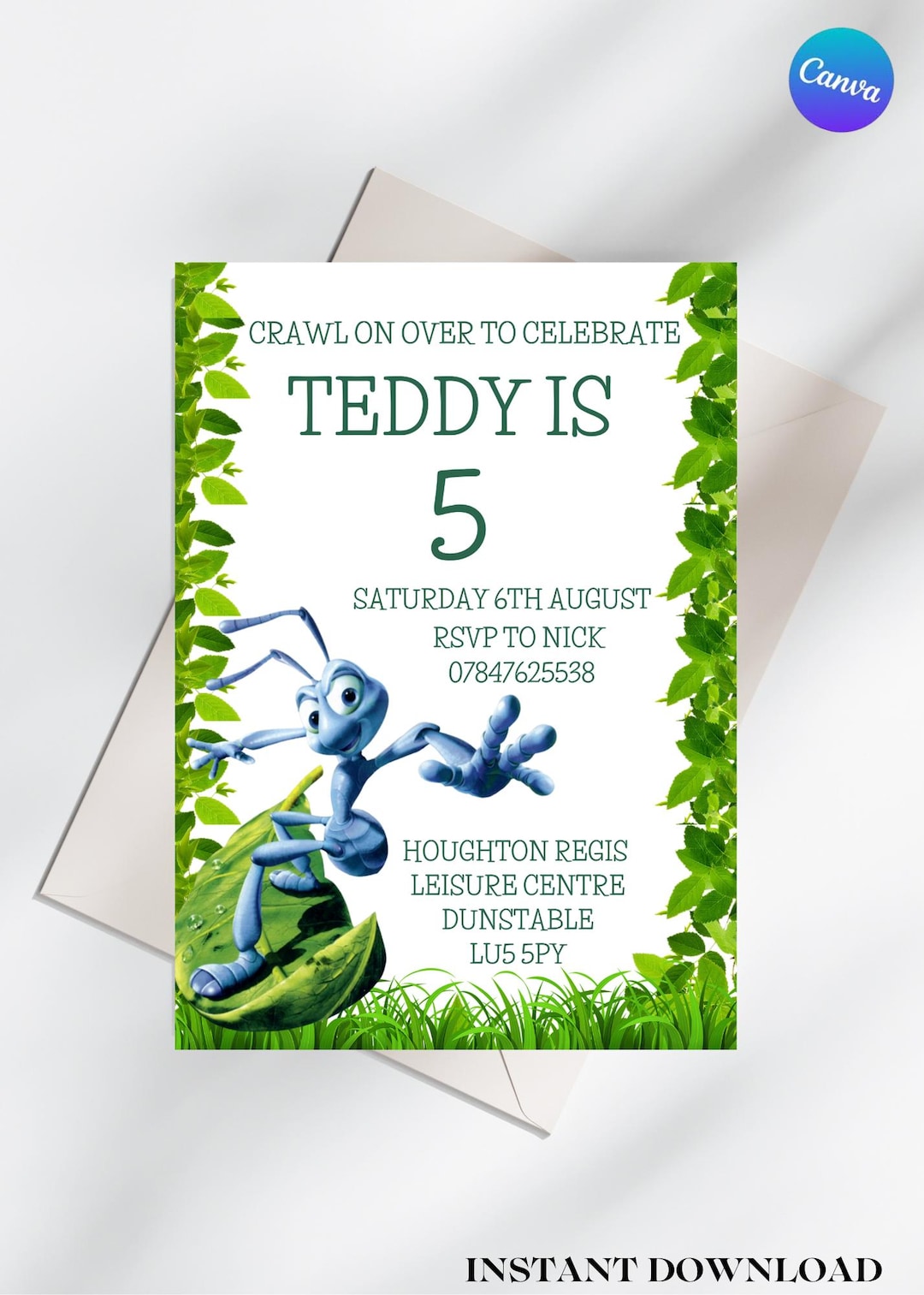 Editable A Bug's Life Birthday Invitation Printable Disney Bug's Life ...