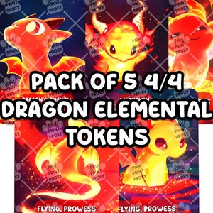 Dragon Elemental 4/4 - Pack of 5 Tokens for MTG