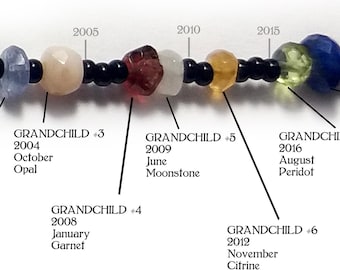 Birthstone Timeline Bracelet, Grandmother's Bracelet, Birthstones, Natural Stone, Mother's Day,Customized, Ancestry, Gemstone,Chain of Being