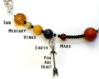 MiniVerse, Gemstone Planet Bracelet, 'You Are Here' edition, Solar System Jewelry, Science Gift