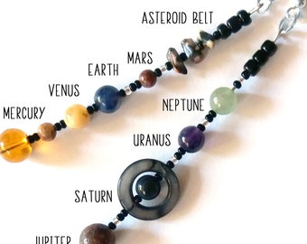 MiniVerse Solar System Earrings, Natural Gemstone Planet Jewelry