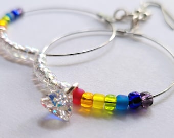 Regenbogen Prisma Kristall Hoop Ohrringe, wissenschaftlicher Schmuck