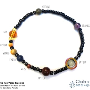 Jumbo MiniVerse, Solar System Bracelet, Elastic, Unisex Bracelet,Mens Bracelet,Man Bracelet, Science Gift, Planets,MiniVerse, Chain of Being