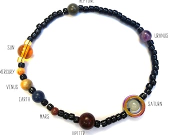 Jumbo MiniVerse, elastisch, Sonnensystem Armband, Unisex Armband, Herrenarmband, Herrenarmband, Wissenschaftsgeschenk, Planeten, MiniVerse, Kette des Seins
