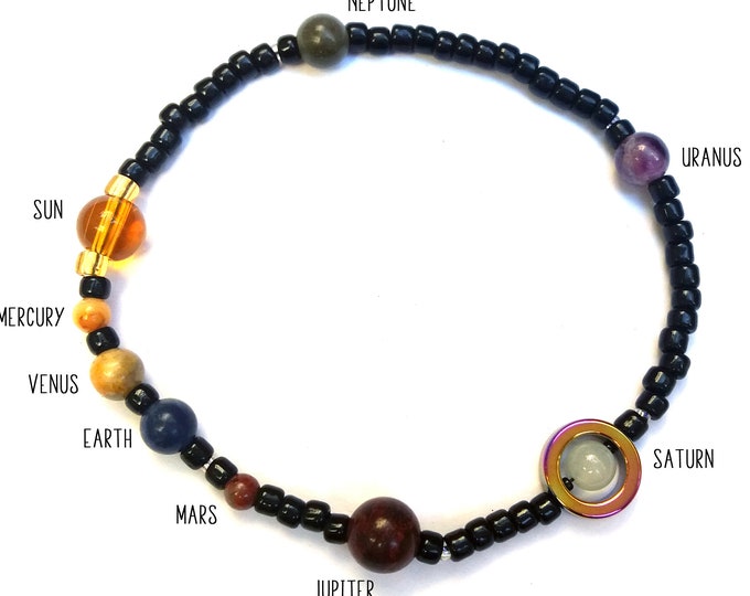 Jumbo MiniVerse, Elastic, Solar System Bracelet,Unisex Bracelet,Mens Bracelet,Man Bracelet, Science Gift, Planets,MiniVerse, Chain of Being