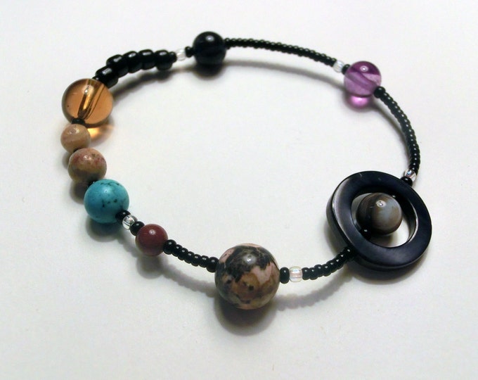 Elastic MiniVerse - Solar System Bracelet - Proportional Distances -  Planets - Stretchy Planet Bracelet - Chain of Being