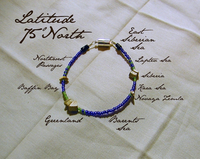 Latitude 75 North Bracelet, Distance Measured in Beads, North Pole, Wearable World Map, Infographic Bracelet, by Chain of Being