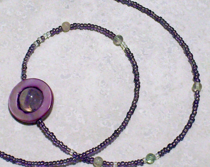 Moons of Saturn Necklace, Proportional Distances, Purple. Amethyst, Moonstone, Mother of Pearl, Celestial, Science Jewelry, Chain of Being