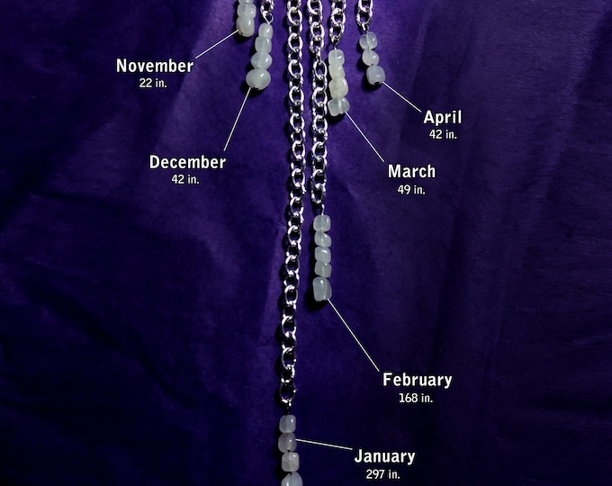 One Year of Snow, One Link = Ten Inches of Snowfall, Snow Quartz, Choker Necklace, STEM, Infographic Jewelry,by Laura Cesari, Chain of Being