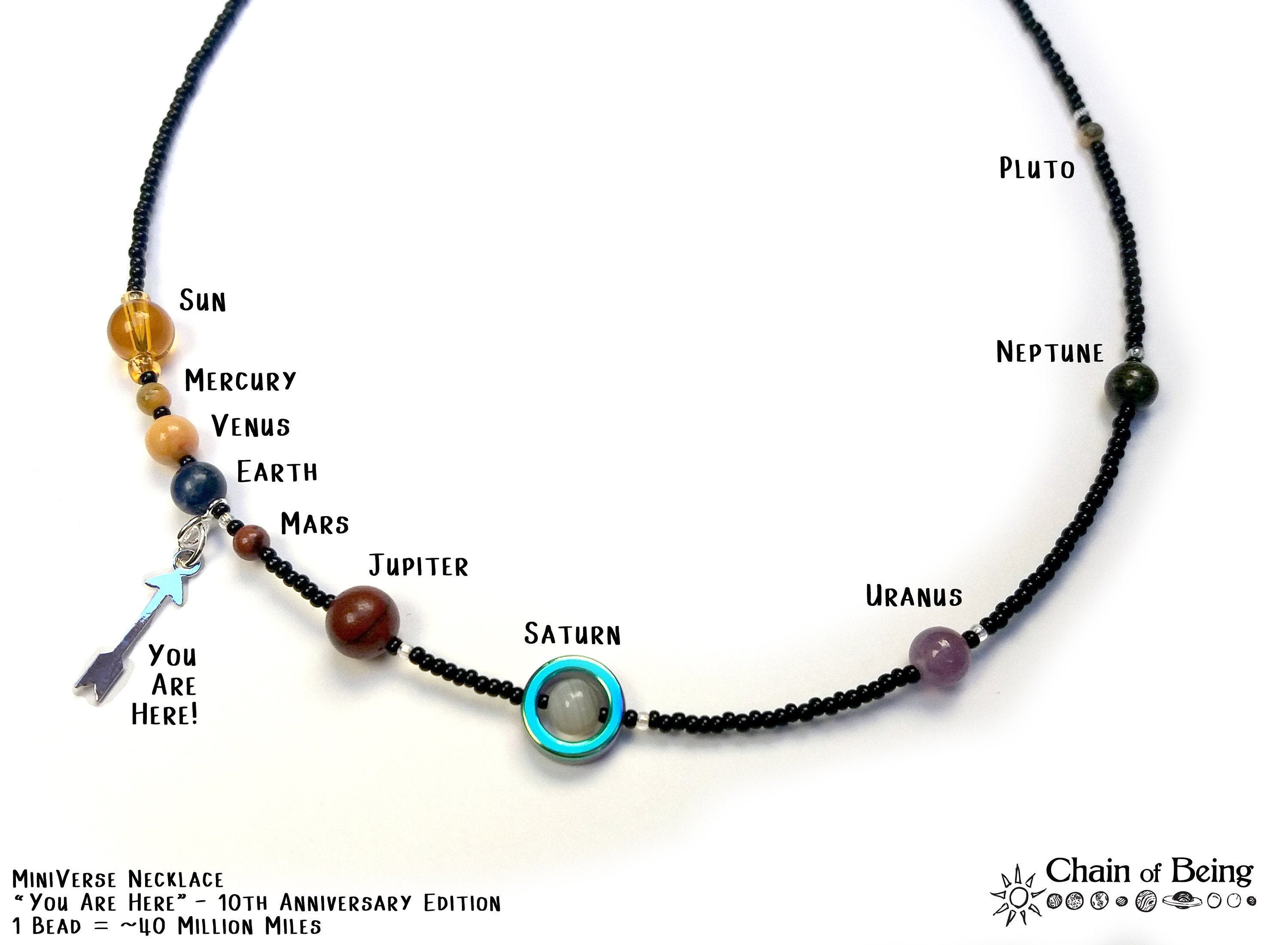 Buy Solar System Necklace, Natural Gemstone Planet Beads, Light Wood  Heishi, Authentic Proportional Distances, Mens Necklace, by Chain of Being  Online in India - Etsy