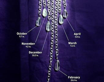 One Year of Rain, Quartz Crystal Raindrop Necklace, Santa Cruz Mountains Rainfall STEM Jewelry
