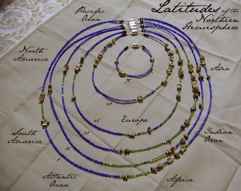 Northern Hemisphere Necklace and Bracelet Set - Distance measured in Beads