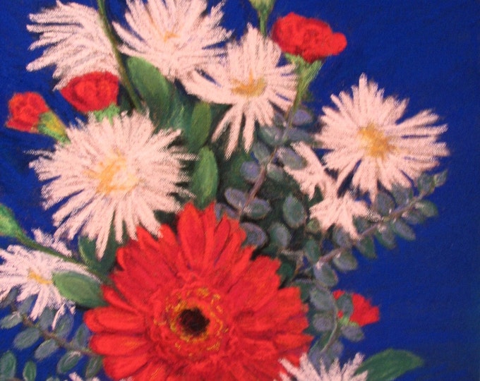 Floral in red, white and blue