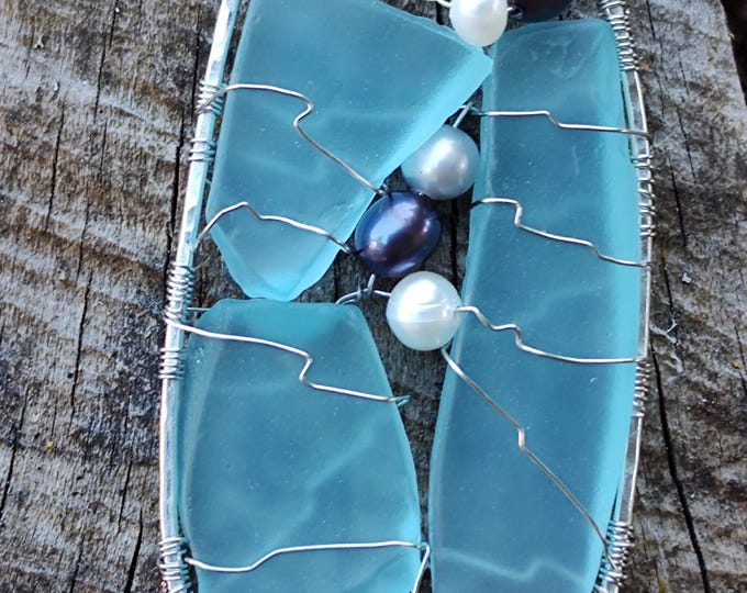blue glass pendant, recycled original