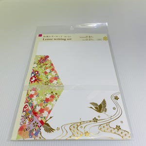 Japanisches Briefschreibset – Mit wunderschönem goldenen Kranich-Design