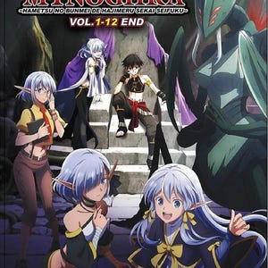 May include: Anime cover art for "Isekai Mokushiroku Mynoghra," showing several characters with elf-like ears and fantasy clothing. The title text is in red and yellow, with the volume range "VOL. 1-12 END."