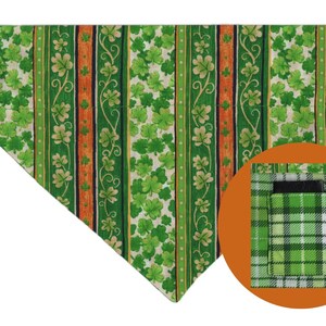 STRIPED SHAMROCKS Dog Bandana, St. Patrick&#39;s Day Dog Bandana, Reversible Bandana with Pocket, Shamrocks Plaid Dog Scarf, Gift for Lucky Dog