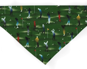 GOLF COURSE Dog Bandana, Reversible Dog Bandana with Pocket, Golfing Dog Scarf, On the Green Bandana, Hole in One Dog Bandana, SALE Bandana!