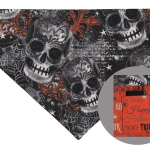 HALLOWEEN SKULLS Dog Bandana, Reversible Dog Bandana with a Pocket, Poop Bag Pocket Bandana, Scary Skulls Dog Scarf, Halloween Dog Gift
