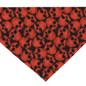HALLOWEEN SKULLS Dog Bandana, Reversible Bandana with Pocket, Orange Black Skulls Halloween Scarf, Halloween Spooky Sky Dog Bandana, SALE!