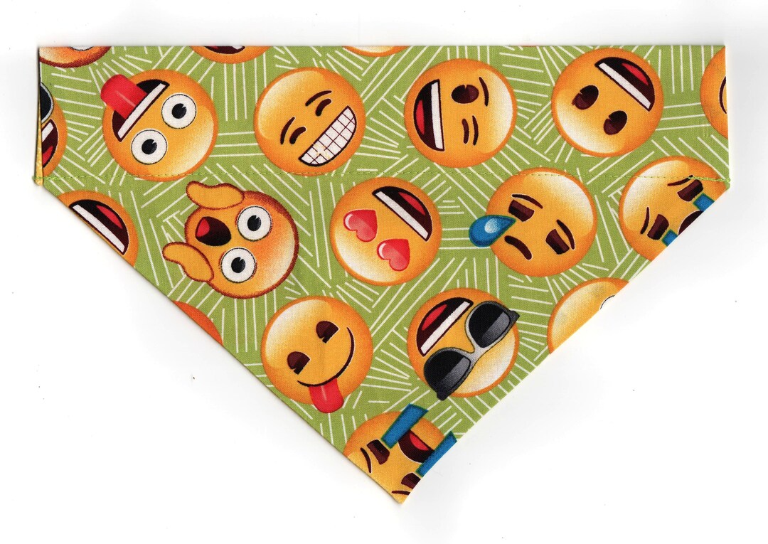 Smiley EMOJI Dog Bandana Bandana With a Pocket Reversible Etsy