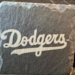 Los Angeles Dodgers Slate Coaster Set – Engraved LA Baseball Drink Coasters – Sports Fan Gift, Home Bar Decor, Man Cave Must-Have